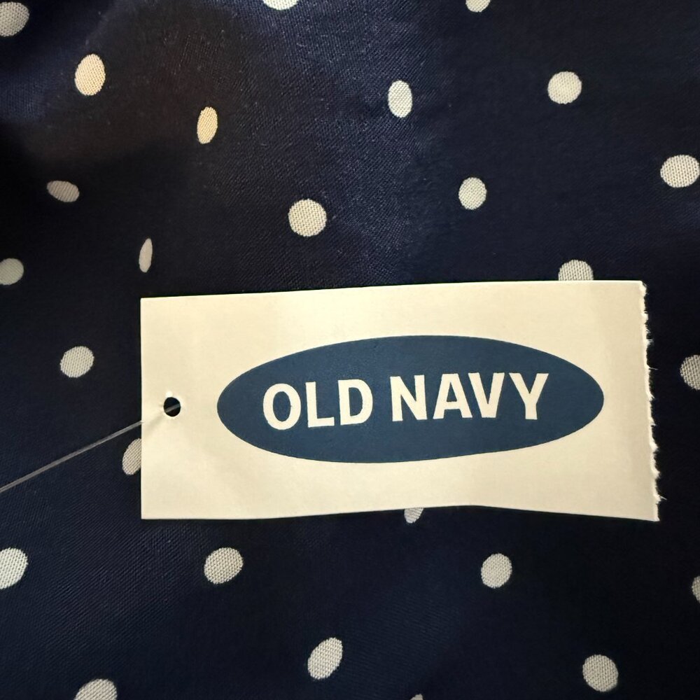 NWT Old Navy VNeck Blue Sleeveless Top w White Polka Dots Keyhole Back Womens XL - Picture 5 of 7